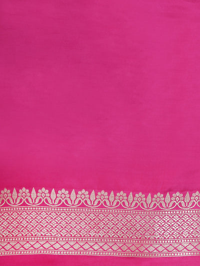 Carnation Pink Satin Crepe Saree
