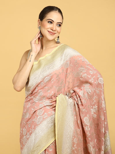 Cyprus Pink Khaddi Georgette Sari