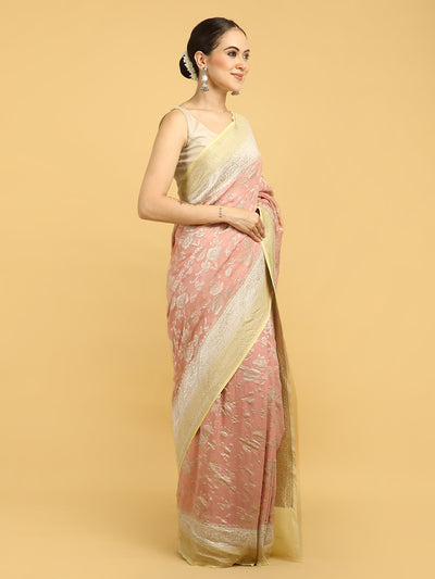 Cyprus Pink Khaddi Georgette Sari