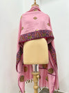 Damask Rose Pink Kashmiri Jamavar Matka Georgette Dupatta