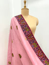 Damask Rose Pink Kashmiri Jamavar Matka Georgette Dupatta