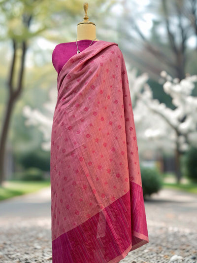 Boardroom Style Pink Moonga Cotton Saree