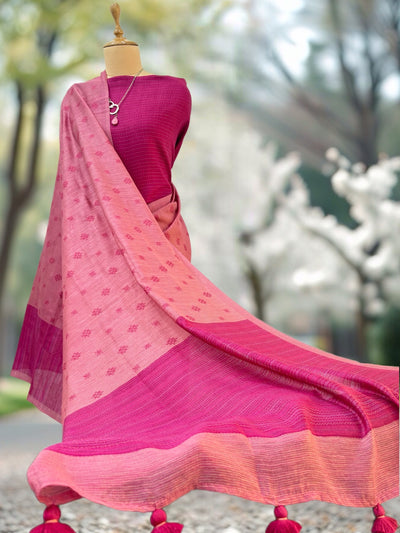 Boardroom Style Pink Moonga Cotton Saree