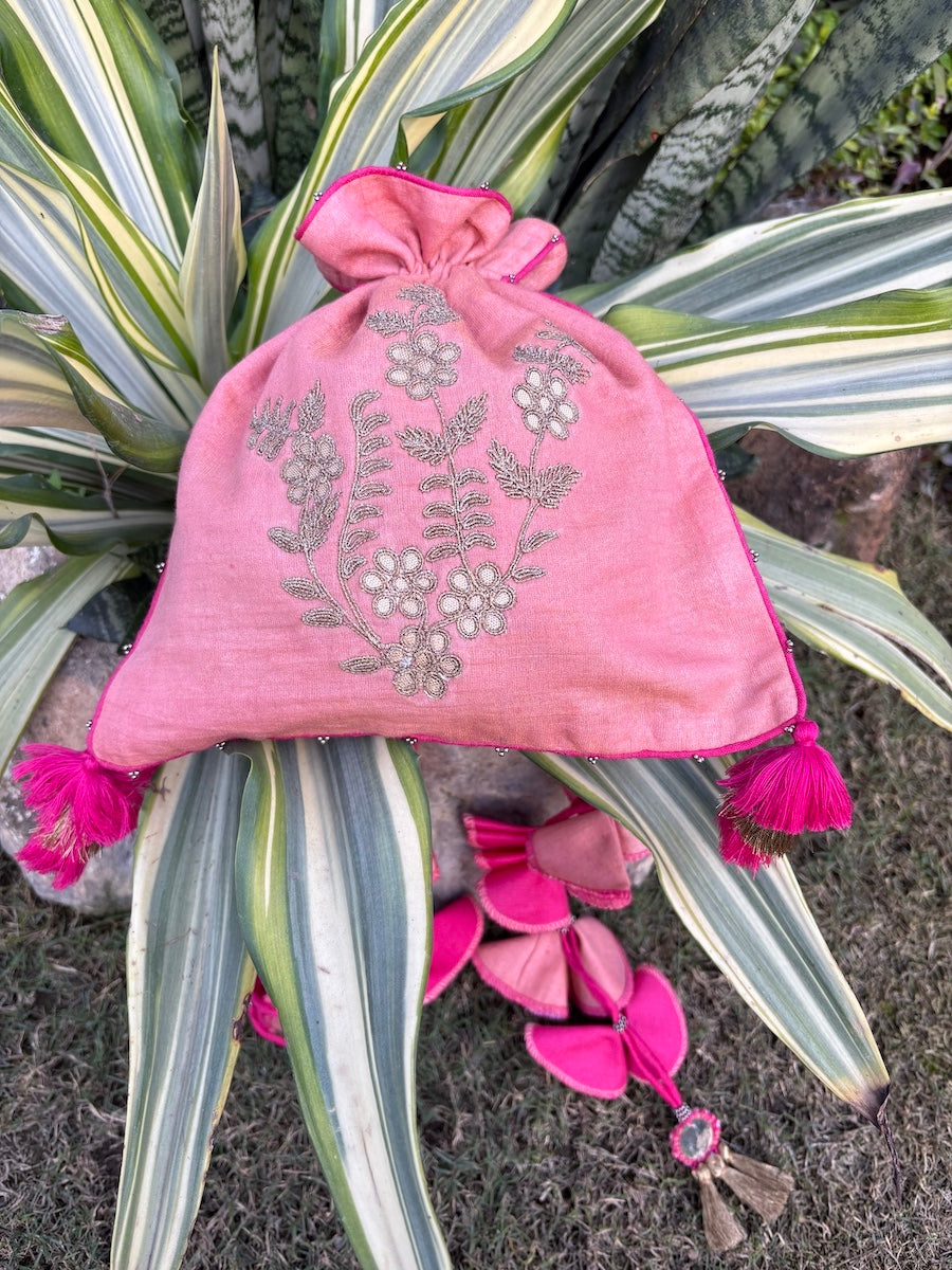 Gulab Pink Gota Work Potli