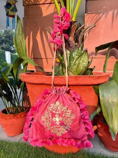 Gulab Pink Gota Work Potli