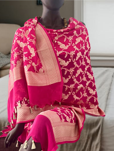 Fuchsia Pink Chiffon Georgette Dupatta