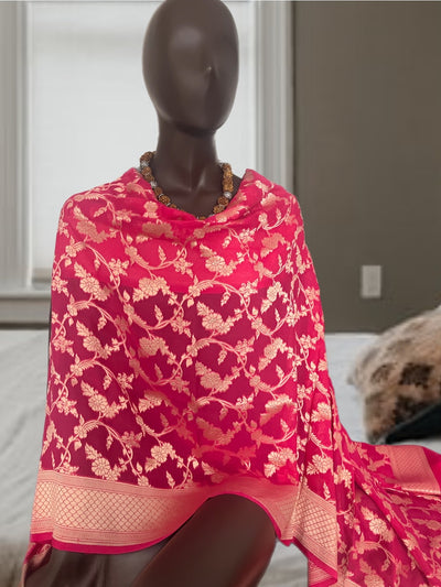 Fuchsia Pink Chiffon Georgette Dupatta