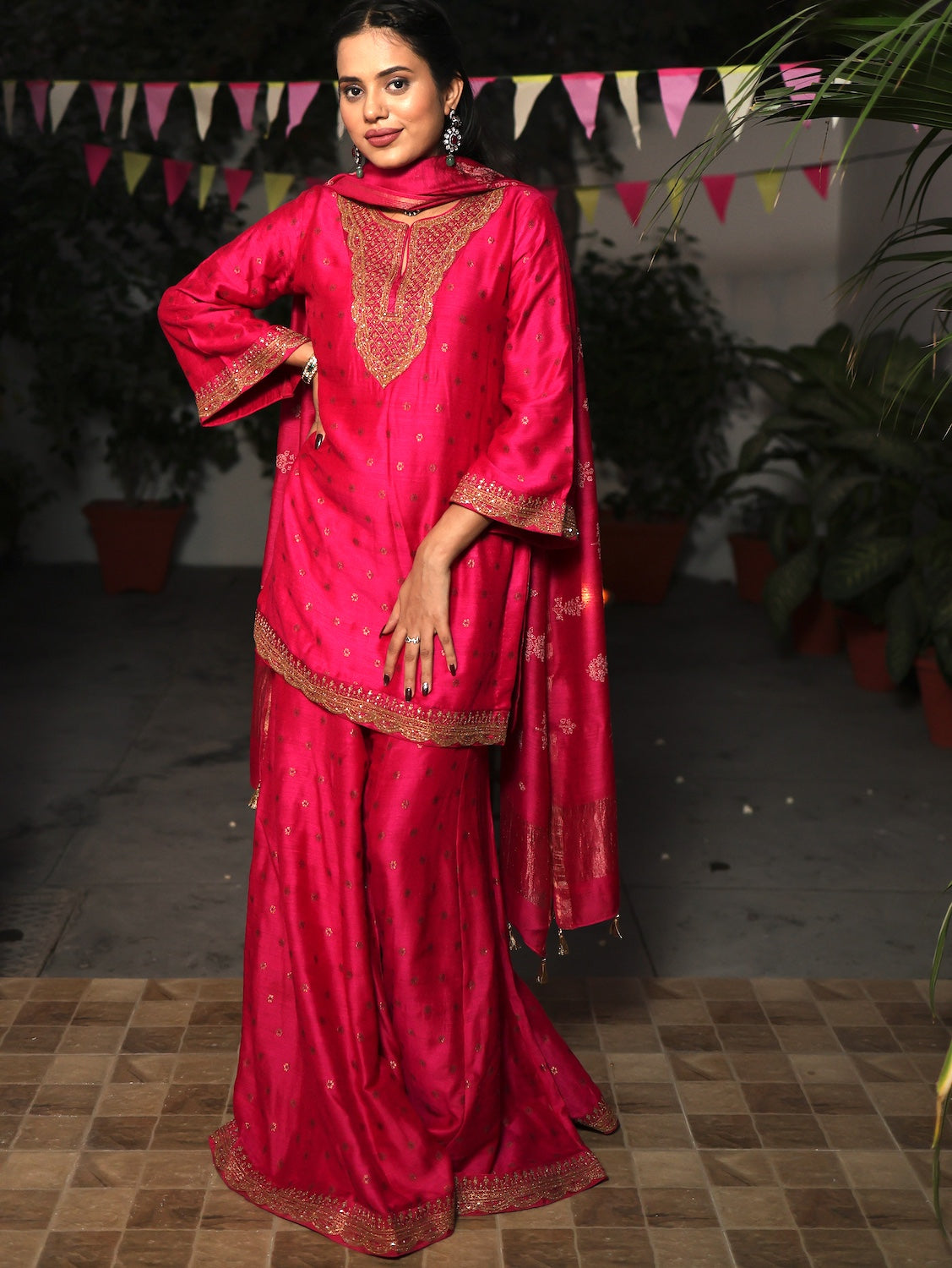 Pink Sharara 3piece Set