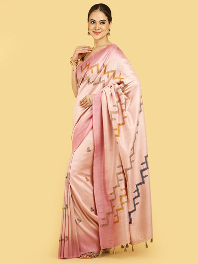 Santorini Pink Matka Georgette Sari