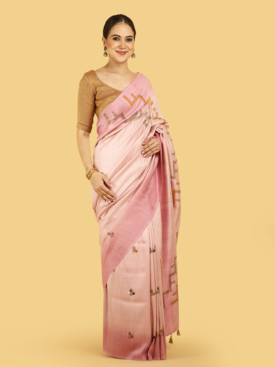 Santorini Pink Matka Georgette Sari