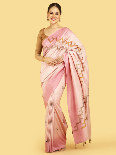 Santorini Pink Matka Georgette Sari