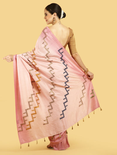 Santorini Pink Matka Georgette Sari
