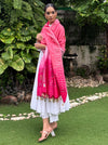 Dancing Peacock Pink Silk Dupatta
