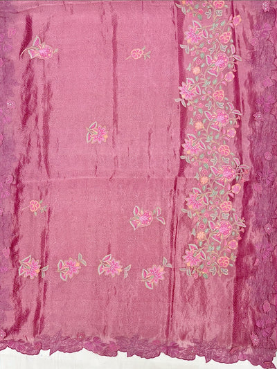 Windermere Pink Tissue Cutwork Saree