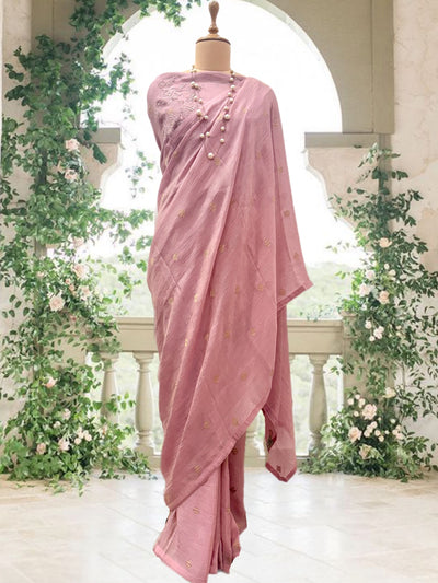 Tiffany Pink Tissue Crepe Sari