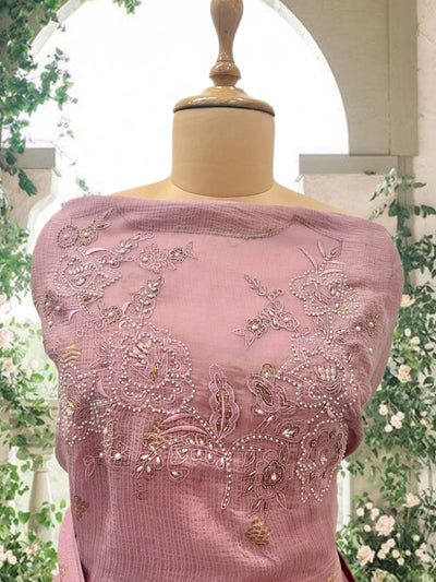 Tiffany Pink Tissue Crepe Sari