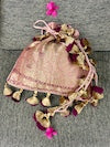 Gopura Pink Tissue brocade Potli