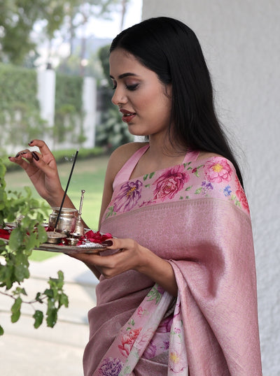 Pretty in Pink Tissue Organza Saree