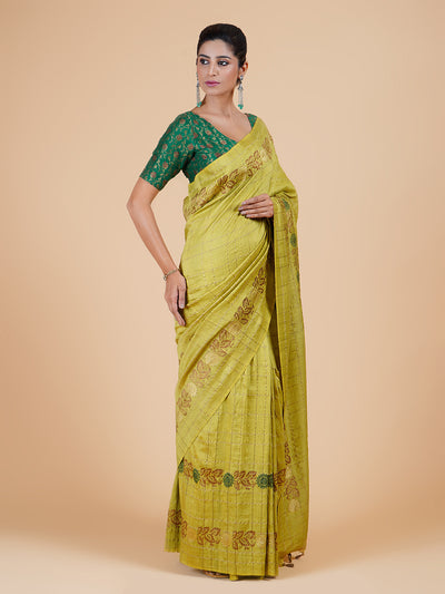 Zeenat Pista Green Matka Georgette Saree