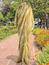 Spring Blossom Green Printed Linen Saree