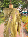 Spring Blossom Green Printed Linen Saree