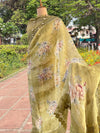 Spring Blossom Green Printed Linen Saree