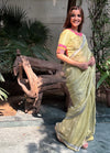 Dharwad Geen Tissue Linen Saree
