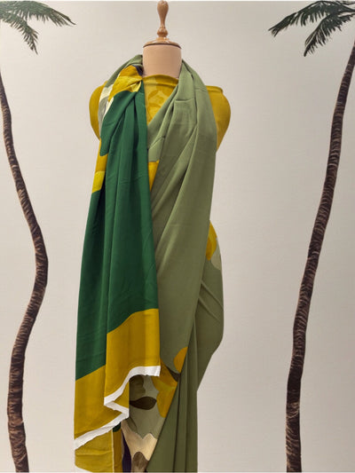 Beau Monde Green Crepe Sari