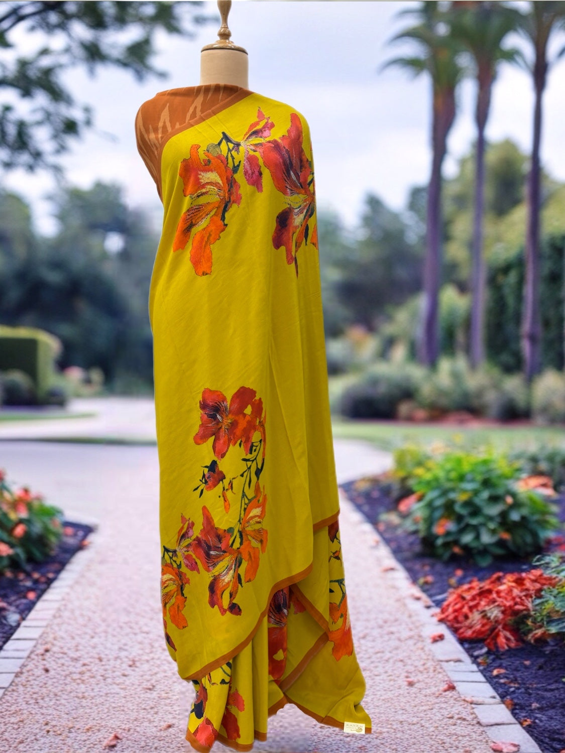 Vivienne Yellow Crepe Sari