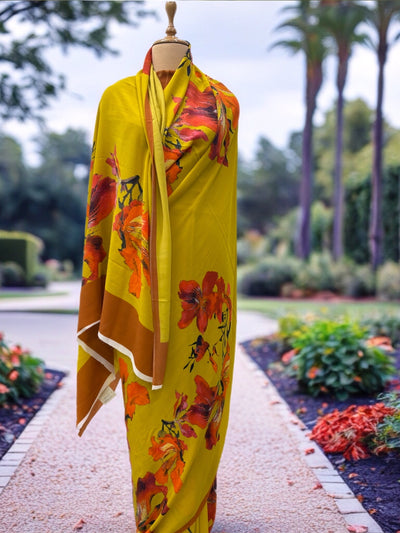 Vivienne Yellow Crepe Sari