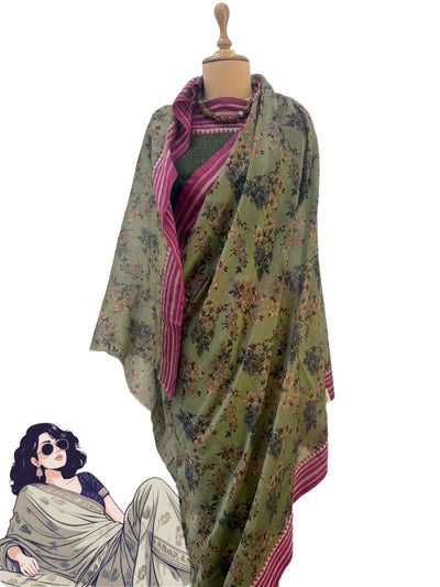 Zui Green Cotton Saree