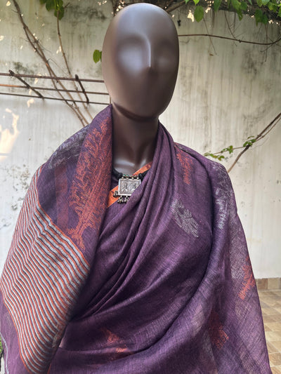 Anadi Berry Purple Linen Saree