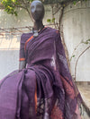 Anadi Berry Purple Linen Saree