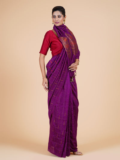 Yogmaya Purple Matka Georgette Sari