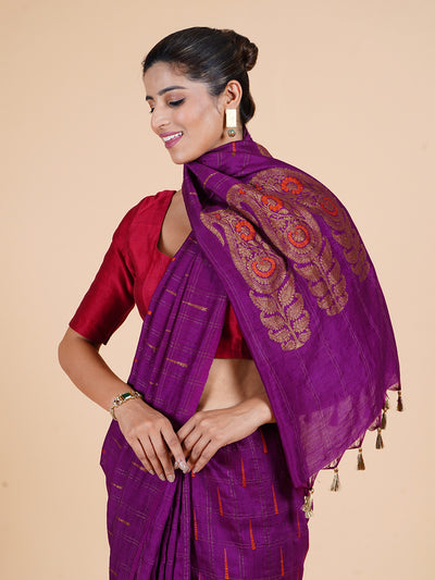 Yogmaya Purple Matka Georgette Sari