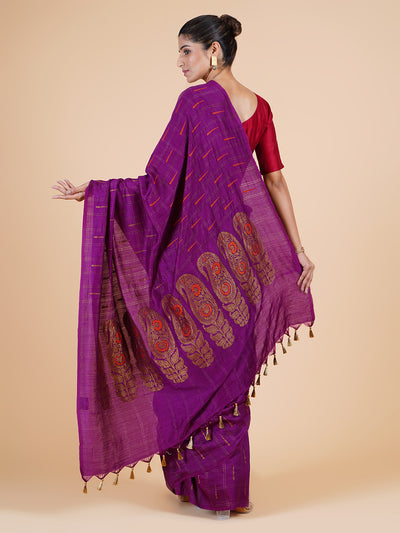 Yogmaya Purple Matka Georgette Sari