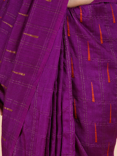 Yogmaya Purple Matka Georgette Sari