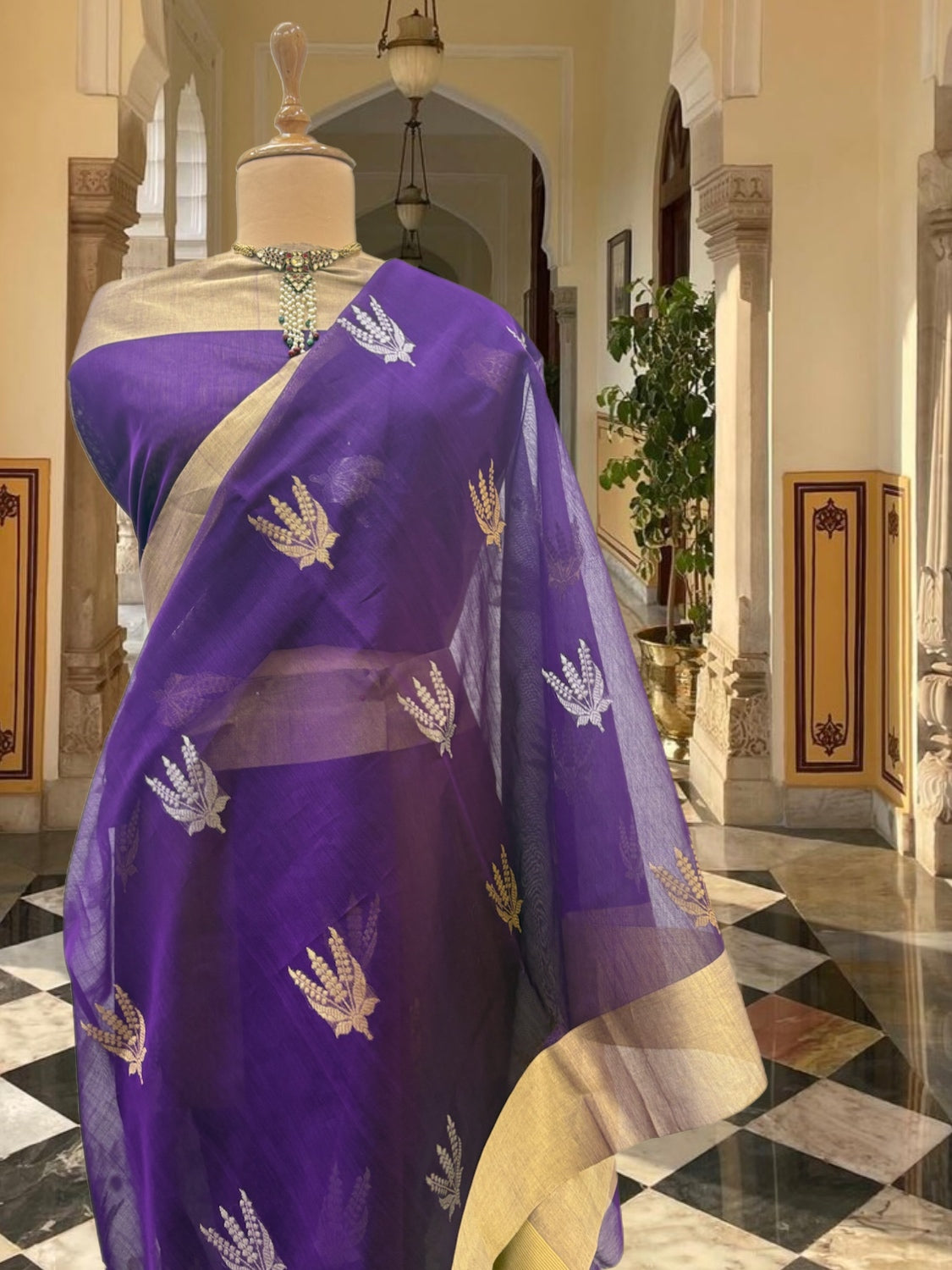 Enchanted Evening Purple Chanderi Saree