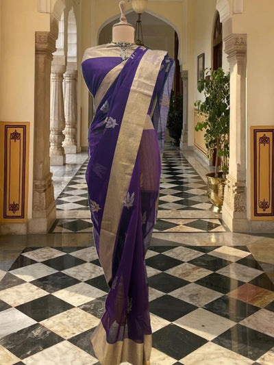 Enchanted Evening Purple Chanderi Saree