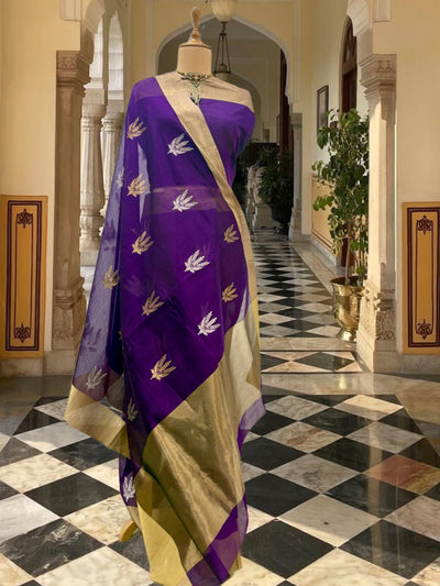 Enchanted Evening Purple Chanderi Saree