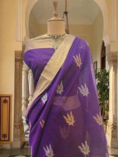 Enchanted Evening Purple Chanderi Saree