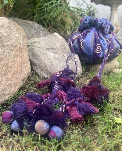 Sharanya Purple Round Cotton Potli