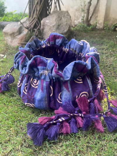 Sharanya Purple Round Cotton Potli