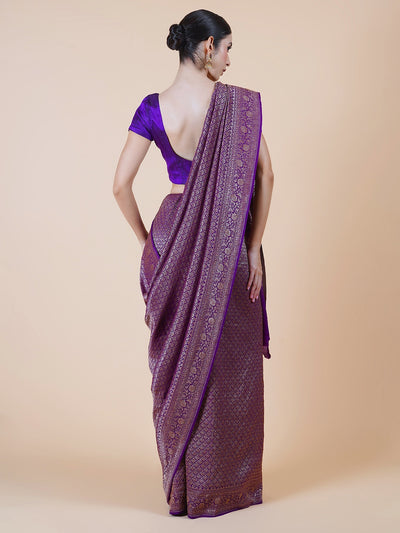 Wanshila Purple Chinon Brocade Saree