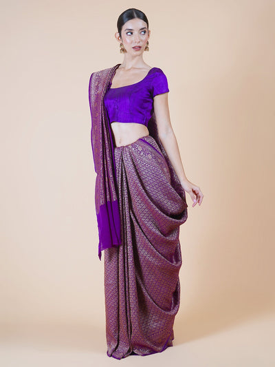 Wanshila Purple Chinon Brocade Saree