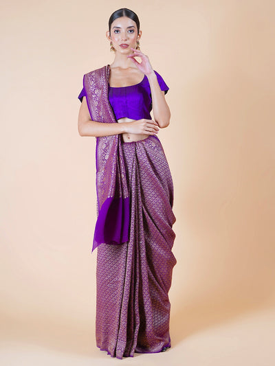 Wanshila Purple Chinon Brocade Saree