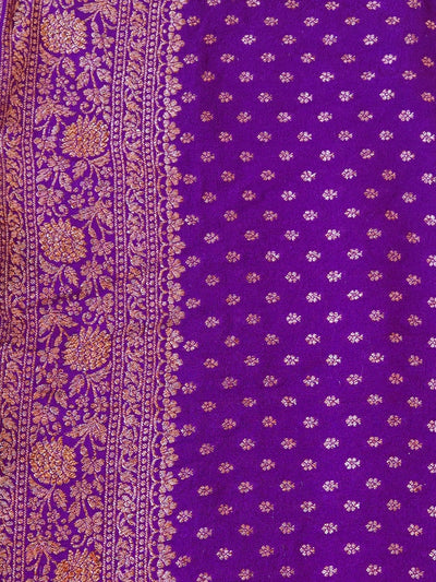 Wanshila Purple Chinon Brocade Saree