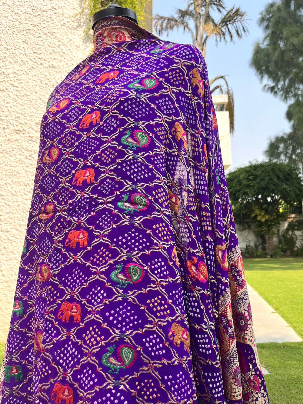 Devgarh Purple Shikar Bandhani Dupatta