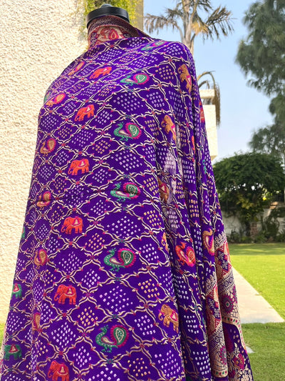 Devgarh Purple Shikar Bandhani Dupatta