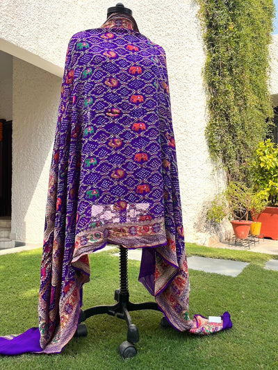 Devgarh Purple Shikar Bandhani Dupatta